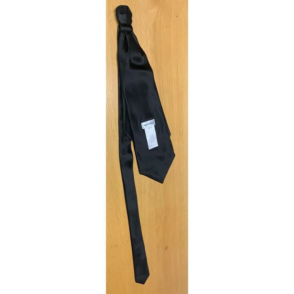 ANNE FONTAINE WINNIE black SILK clip on LAYERED NECK TIE